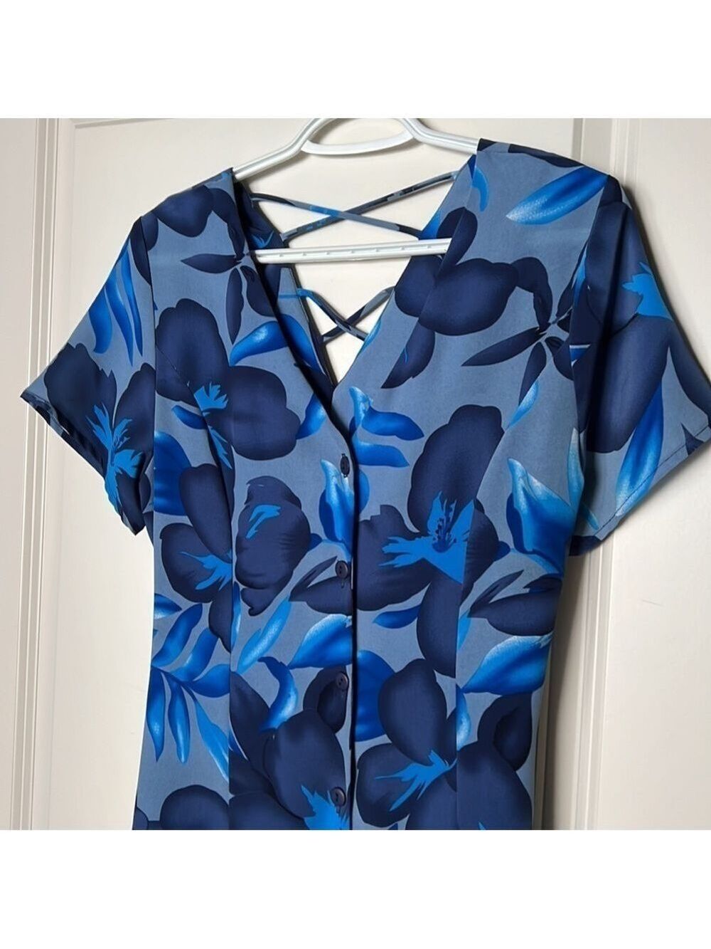 Penman’s Blue Vintage Floral Button Down Short Sleeved Size Small - Picture 4 of 11